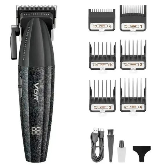 Аккумуляторная машинка для стрижки VGR V-640C BLACK, 6 насадок, LED дисплей, 9000RPM | Зображення 3