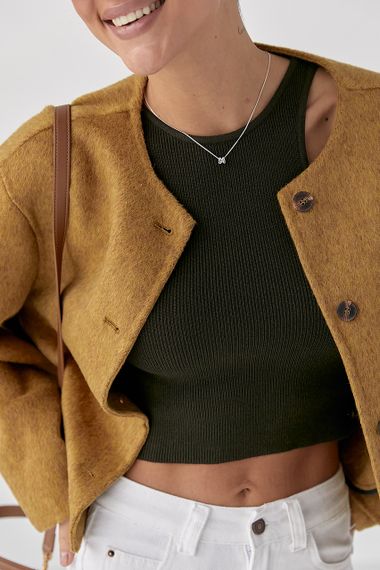 Коротке вовняне пальто - світло-коричневий цвет, ONE SIZE (є розміри) | Зображення 3