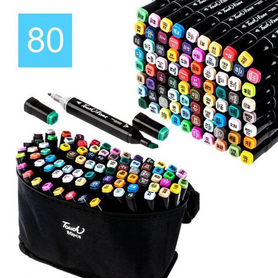 Набір маркерів для малювання Touch 80 шт двосторонні професійні фломастери для художників | Зображення 1