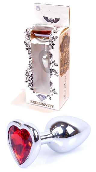 Анальная пробка Boss Series - Jewellery Silver Heart PLUG Red S, BS6400046 sexstyle
