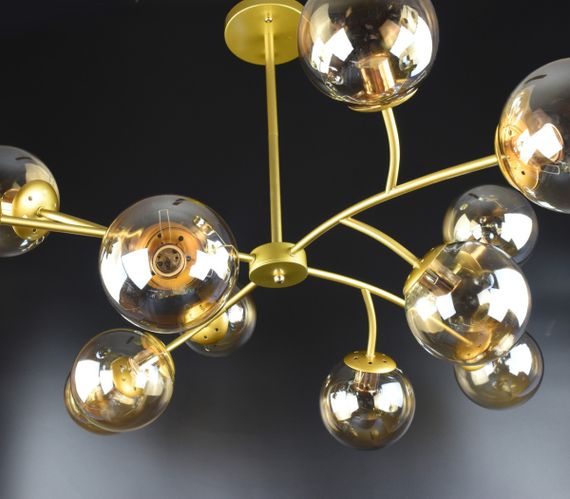 Люстра стельова на 12 лампочок 26207 Золото 45-65х110х110 см. | Зображення 2