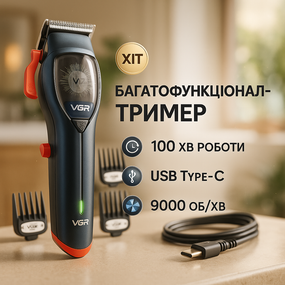 Акумуляторний універсальний тример для стрижки VGR V-647, Практична машинка для стрижки волосся LO-16