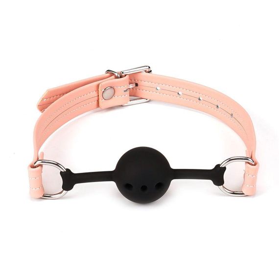 Повітропроникний кляп Liebe Seele Dark Candy Pink Ball Gag, силіконова кулька, діаметр 4,3 см Sex Aura