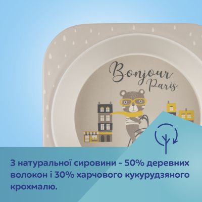 Набір дитячого посуду Canpol babies BONJOUR PARIS посуду 5 ел. бежевий (9/227_bei) | Зображення 2
