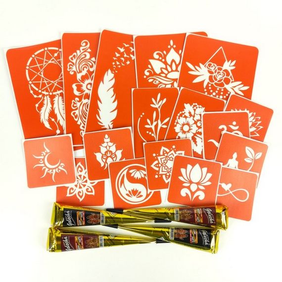 Набор цветной хны с трафаретами для био-тату №6 color-henna-set-06 | Зображення 3