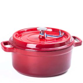 Каструля чавунна 3.5 л емальована Ø24 см з кришкою HP-1-1-RED