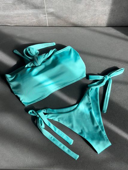 Женский раздельный купальник бандо с мягкой чашкой LU034 цвет бирюзовый, размер onesize 42/48 | Зображення 5