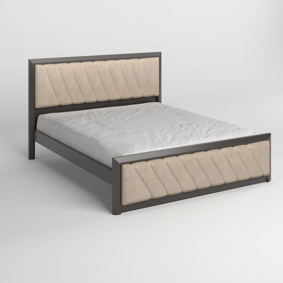 Полуторне дерев&#039;яне ліжко Mebigrand Барселона Б6 Графітовий (RAL9011)/Аляска 23 (Бежевий) 120х200 см (MBG-13361) | Зображення 1