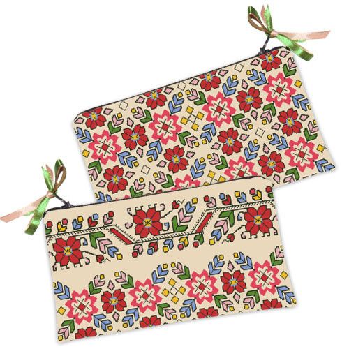 Косметичка жіноча Украинский цветочный орнамент 20х12 см (K_15UKR013)