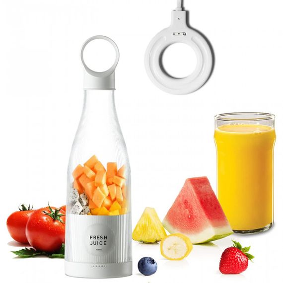 Мини блендер Mini juice для смузи, портативный, в форме бутылки, 300 мл. | Зображення 2