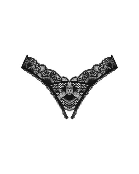 Мереживні стрінги Obsessive Donna Dream crotchless thong XL/2XL Black, відкритий доступ | Зображення 2