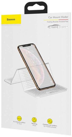 Антискользящий складной коврик на торпеду Baseus Folding Bracket-Transparent SUWNT-02 Прозрачный | Зображення 8