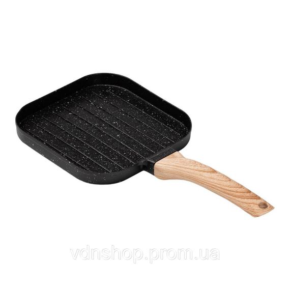 Сковорода гриль квадратна 18×18 см рифлена з гранітним покриттям чорна HP39568B | Зображення 2