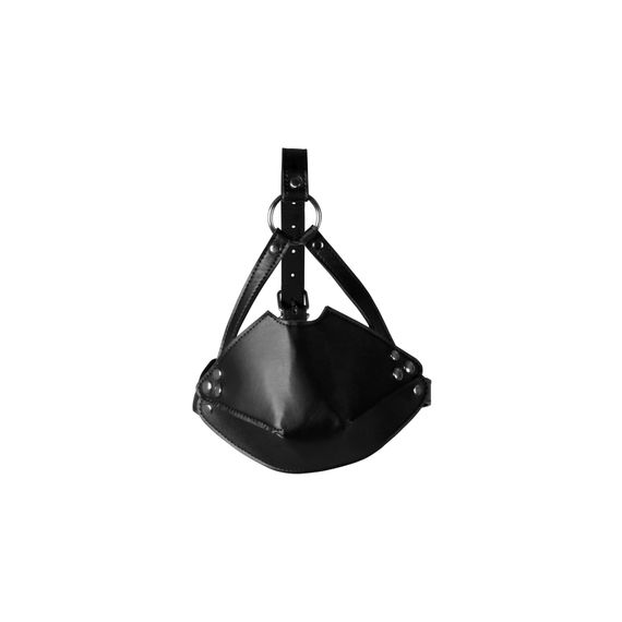 Маска-кляп Head Harness with Mouth Cover and Solid Ball Gag, чорна | Зображення 7