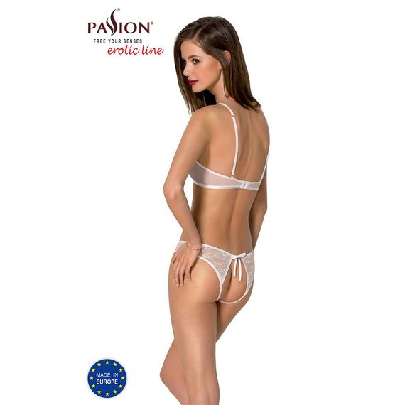 Комплект из бра, трусиков с ажурным декором и открытым шагом Passion URSULA SET XXL/XXXL, white | Зображення 1