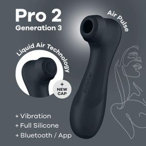 Вакуумный клиторальный стимулятор Satisfyer Pro 2 Generation 3 with Liquid Air Connect App Dark Grey sexstyle