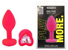 Силиконовая анальная пробка EGZO - Silicone Pink Heart Plug Pink, size S Sex Aura