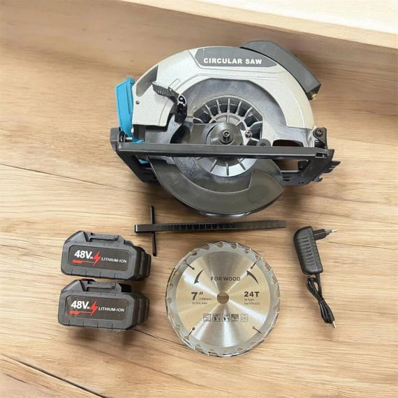 Акумуляторна циркулярна пила Circular Saw X-510 48V з 2 АКБ • Бездротова дискова пила для дерева, фанери, ДСП і домашніх робіт | Зображення 1