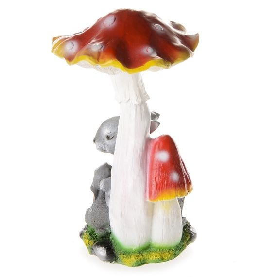 Садовая фигурка Мухомор с двумя зайцами | Зображення 4