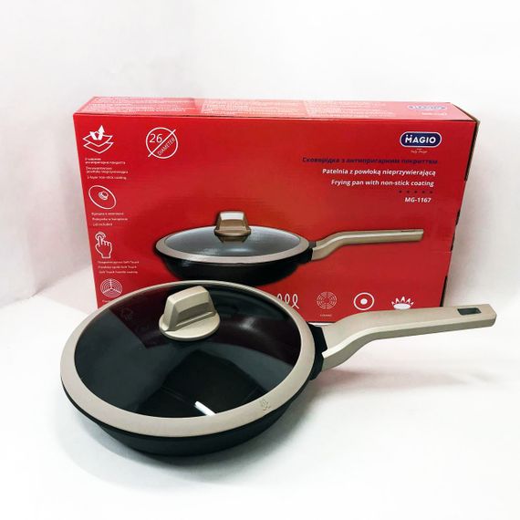 Якісна сковорода Magio MG-1167 26 см, Сковорода з індукційним дном, ZN-102 Антипригарна сковорода | Зображення 2