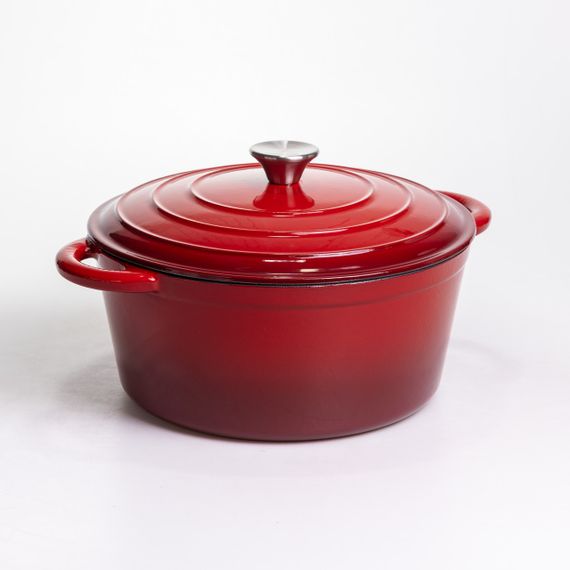 Каструля чавунна емальована 6,5 л, червоний Yiwu HP-FLG-3 RED | Зображення 5