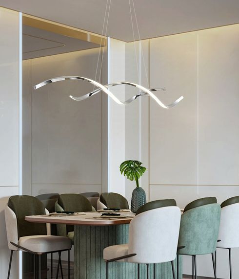 Люстра світлодіодна підвісна LED світильник для квартири на стелю лед 27356 Хром 25-100х14х103 см. | Зображення 1