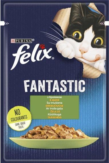 Влажный корм Felix Fantastic для взрослых котов кусочки в желе с кроликом 78х85г
