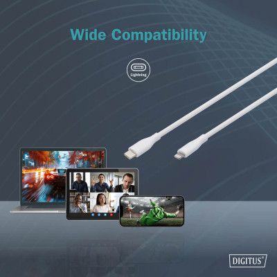 Дата кабель USB-C to Lightning 2.0m USB 2.0 60W silicone white Digitus (AK-600110-020-W) | Зображення 8