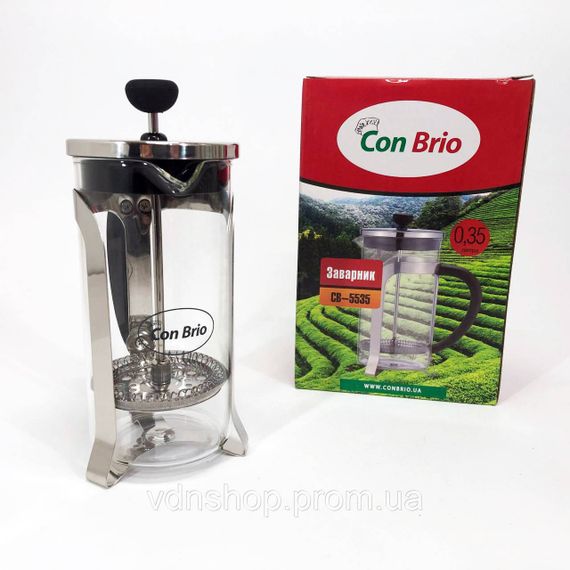 Скляний чайник з фільтром для заварювання чаю Con Brio CB-5535 350 мл, Заварник для чаю з пресом PV-55 | Зображення 2