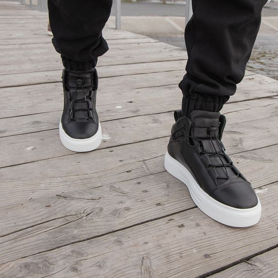 Черные кожаные ботинки для мужчин 40 41 42 43 44 45 размер | Зображення 1