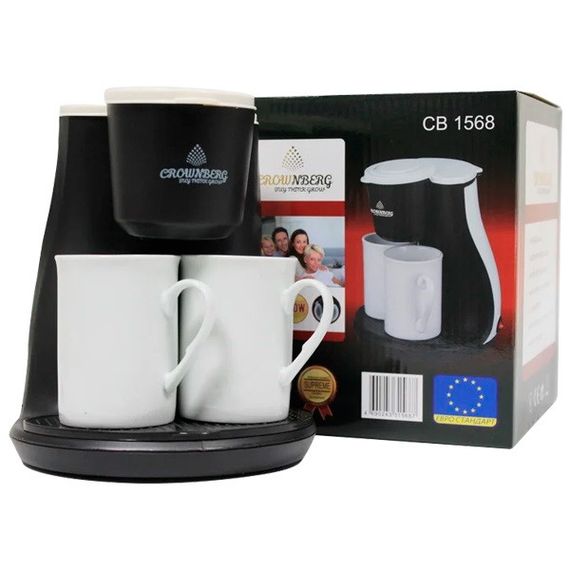 Капельная кофеварка Crownberg CB-1568 на 600 Вт с двумя чашками | Зображення 1