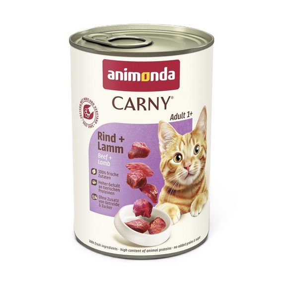 Animonda Carny вологий корм з яловичиною та ягням для котів 400 гр