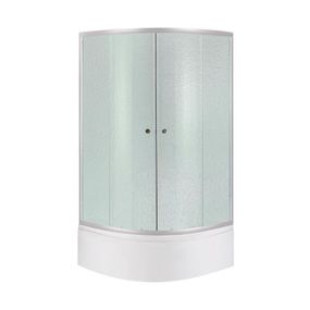 Lidz Latwa SC80x80.SAT.HIGH.FR Душова кабіна напівкругла, скло Frost 4 мм + Lidz Душовий піддон KAPIELKA ST80x80x41, з панеллю
