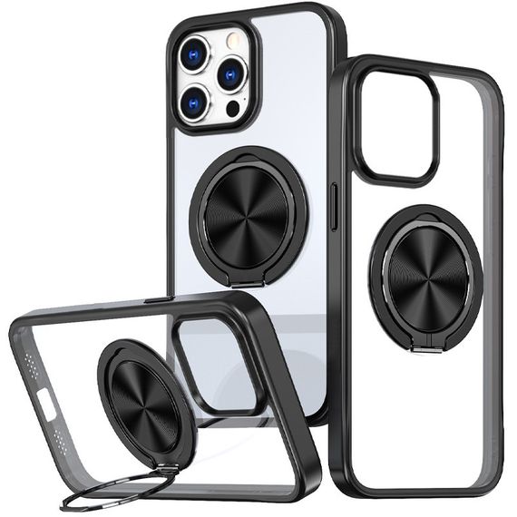 TPU+PC чохол Metal Ring with MagSafe для Apple iPhone 13 Pro (6.1") Чорний