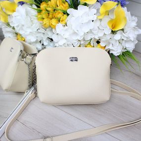 Сумка жіноча крос-боді клатч на три відділення Бежевий