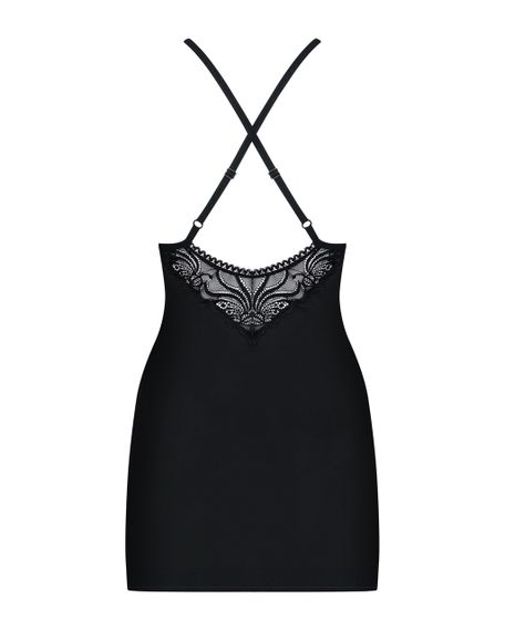 Пеньюар - Obsessive 828-CHE-1 Chemise & Thong Black - S/M sexstyle | Зображення 3