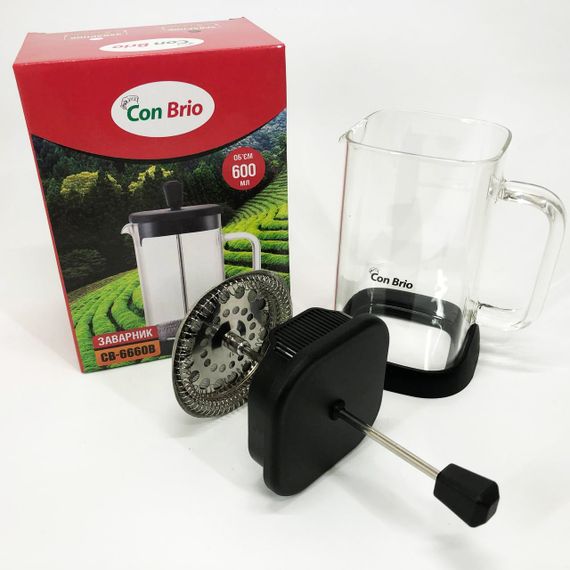 Френч-прес Con Brio 600 мл CB-6660B, Френч-прес для міцної кави, Багаторазовий френч-прес | Зображення 7