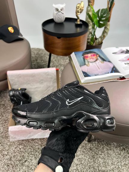 Кросівки Air Max Plus All Black White , текстиль , В'єтнам 40 25.5 см | Зображення 5