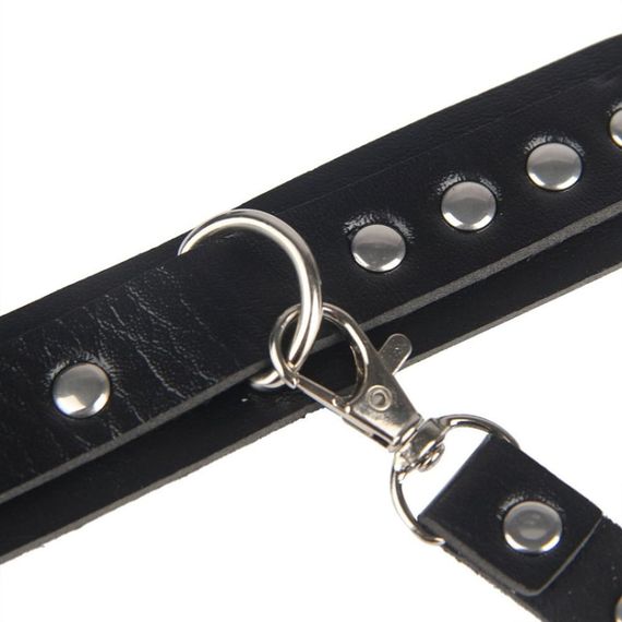 Гартери з наручниками Star Night Sexy Bondage з екошкіри, чорні, One Size | Зображення 4