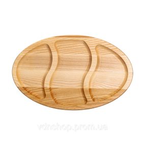 Менажница деревянная 40х25 см овальная на 3 секции, ясень T24W250