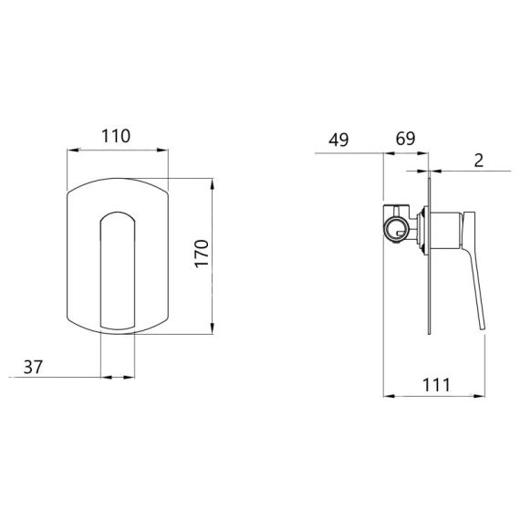 Смеситель для душа Qtap Slavonice скрытого монтажа QTSLA267BLM45903 Black Matt | Зображення 1