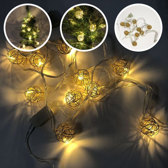 Гірлянда кульки з металу, теплий білий, провід OI-473 прозорий, 2м | Зображення 2