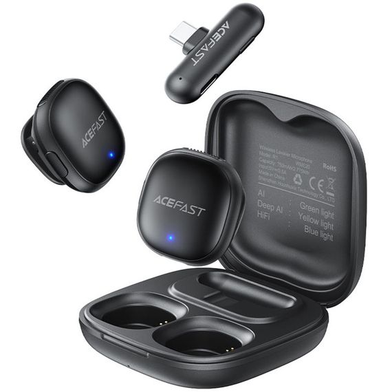Петличний бездротовий мікрофон Acefast R1 Type-C Black | Зображення 1