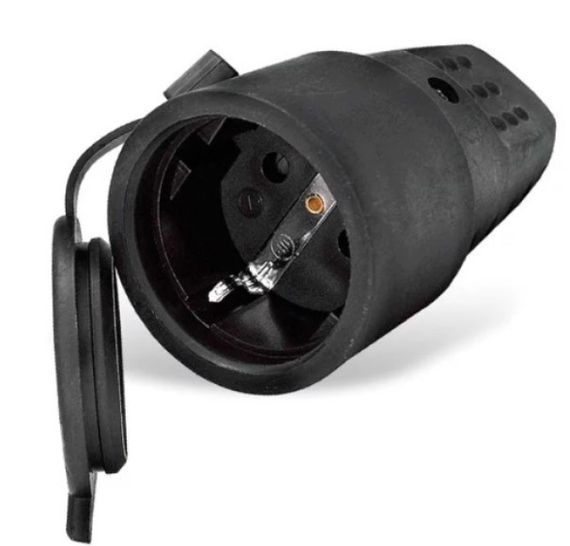 Розетка каучуковая с защитной кришкой з/к переносная RUBBER IP44 Ny95000074