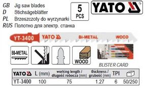 Набір полотно для електролобзика BI-METAL (дерево) 6TPI l=100м 5шт YATO-3400