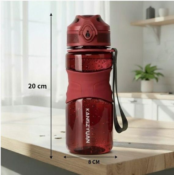 Пляшка KANGZYUAN 650 мл — Червона Tritan BPA-free, ударостійка, спортивна з ергономічною кришкою | Зображення 2