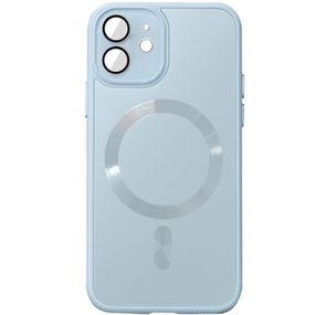 Чохол TPU+Glass Sapphire Midnight with MagSafe для Apple iPhone 12 (6.1") Блакитний / Blue, Загартоване скло