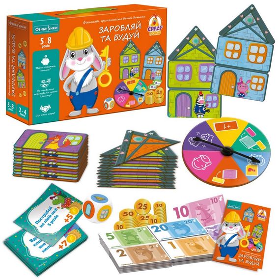 Детская настольная игра "Зарабатывай и строй" VT2312-04, 48 деталей домов | Зображення 2