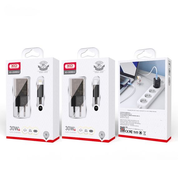 Мережевий зарядний пристрій XO CE05 PD30W+QC3.0 Type-C to Lightning | Зображення 1