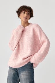 Теплий в'язаний светр oversize - пудра цвет, ONE SIZE (є розміри)